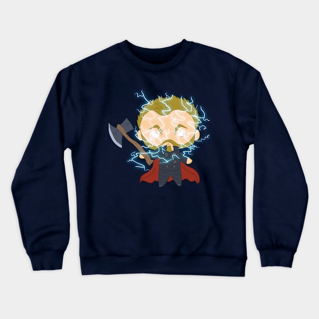 Chibi Thor God of Thunder Crewneck Sweatshirt by kelsmister